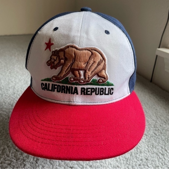 California Republic Hat men's adjustable snapback,embroidered front/back, color - Picture 1 of 9